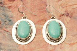 Genuine Campitos Turquoise Sterling Silver Navajo Earrings